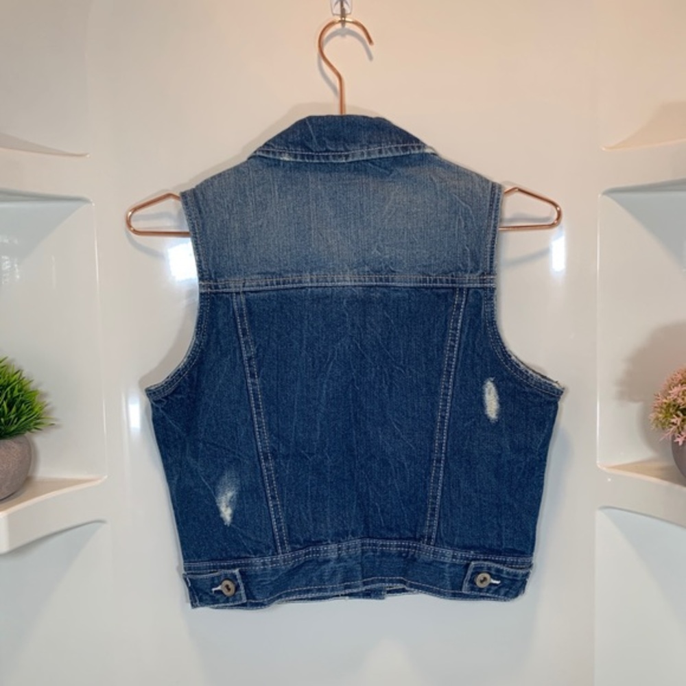 Amethyst Jeans Vintage Wash Cropped Denim Vest‎ - Picture 5 of 8